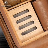 Nouvel Humidor de Voyage Portable en Cuir pour Cigares, Support en Bois de Cèdre avec Hygromètre, 4-6 Tubes Cigarloong
