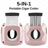 Ensemble d'Outils à Cigares 5 en 1, Coupe-Cigares Inox Supérieur, Coupe Plate, Coupe en V, Poinçon, Support Cigarloong