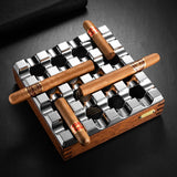 Cendrier Cigare en Bois Massif et Aluminium, Grand Diamètre, Multi-Cannelures, Design Unique Cigarloong