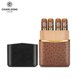 Étui à Cigares en Cuir, 4 Paquets, Doublure Bois de Cèdre, Joint Magnétique Cigarloong