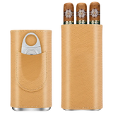 3-Pack Étui à Cigares en Cuir Portable, Support Boîte de Rangement avec Coupe-Cigare Pointu en Acier Inoxydable - Cigarium™
