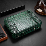 Étui Portable en Cuir Texture Crocodile, Pince à Cigare, Accessoire Homme Cigarloong