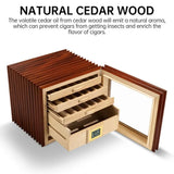 Humidificateur de Cigares Grande Capacité, Bois de Cèdre, 55 ou 115 Cigares Cigarloong