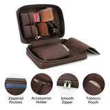 Sac à pipes portable rétro cuir marron