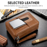 Boîte à Cigares Portable en Cuir, Doublure Bois de Cèdre, Hygromètre Intégré Cigarloong