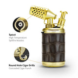 Briquet à Cigares 2 en 1 Multifonctionnel Coupe-Vent Portable Rétro avec Perceuse à Percussion Cigarloong