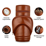 Tube à Cigares en Cuir de Vache, Doublure Bois de Cèdre, Thermomètre Externe Cigarloong