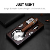 Ensemble Cendrier à Cigares en Bois Massif, Coupe-Cigare et Perceuse, 3 Pièces Cigarloong