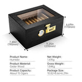 Humidor à Cigares avec Serrure à Combinaison, Bois de Cèdre, Hygromètre Cigarloong