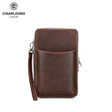 Étui à Cigares Portable en Cuir avec Hygromètre Intégré, Rangement Rétro, 7 Cigares Cigarloong