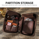 Sac à Pipes Portable Rétro en Cuir Marron Cigarloong