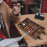 Boîte à Cigares en Cuir Véritable de Vache, Rangement pour 7 Cigares, Multifonctionnelle, Rétro Cigarloong