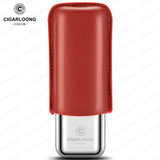 Étui à Cigares en Acier Inoxydable, Anti-Pression, Luxe, Cuir de Vache, Hydratant, Voyage Cigarloong