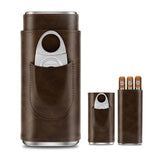 3-Pack Étui à Cigares en Cuir Portable, Support Boîte de Rangement avec Coupe-Cigare Pointu en Acier Inoxydable - Cigarium™