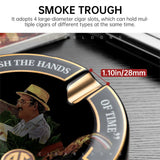 Cendrier à Cigares en Céramique Rond Créatif, 4 Fentes Grand Calibre, Boîte Cadeau Cigarloong