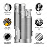 Briquet à Cigare Droit Portable, Coupe-Vent, Résistant à la Chaleur Cigarloong