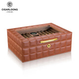 Humidor en Cèdre à Double Compartiment, Grande Capacité, Scellé, Humidificateur Intégré et Hygromètre Cigarloong