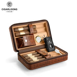 Humidor Portable en Bois de Cèdre avec Briquet Coupe-Vent Cigarloong
