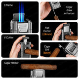 Allume-Cigare Multifonctionnel 6 en 1, Coupe en V, Coupe Plat, Perceuse, Porte-Cigare Cigarloong