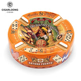 Cendrier à Cigares en Céramique Rond Créatif, 4 Fentes Grand Calibre, Boîte Cadeau Cigarloong
