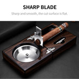 Porte-cendrier à cigares avec coupe-cigare et perceuse, en bois massif, 3 pièces Cigarloong
