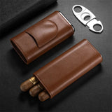 3-Pack Étui à Cigares en Cuir Portable, Support Boîte de Rangement avec Coupe-Cigare Pointu en Acier Inoxydable - Cigarium™