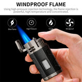 Allume-Cigare 3 en 1, Flamme Coupe-Vent, Poinçon, Porte-Cigare Multifonctionnel Cigarloong