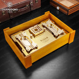 Coffret cigare luxe finition diamant argent et or