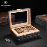 Humidor en Cèdre à Double Compartiment, Grande Capacité, Scellé, Humidificateur Intégré et Hygromètre Cigarloong