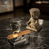 Porte-Cigare en Céramique Style Rétro, Finition Bronze Cigarloong