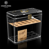 Boîte à Cigares Transparente en Acrylique, Grande Capacité, Thermomètre Intégré Cigarloong
