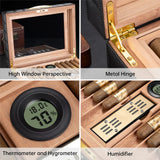 Humidor en Cèdre à Double Compartiment, Grande Capacité, Scellé, Humidificateur Intégré et Hygromètre Cigarloong