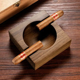 Cendrier à Cigares en Bois de Noyer, Deux Rainures, Multifonction Cigarloong