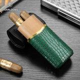 Étui à Cigares en Cuir, Lot de 2, Bois de Cèdre, Humidificateur Intégré Cigarloong