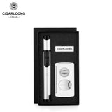 Ensemble de 2 Pièces Portable pour Fumer, Allume-Cigare Coupe-Vent, Coupe-Cigare en V, Perforateur Cigarloong