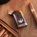 Allume-Cigare Coupe-Vent à Charge Directe, Flamme Unique Multifonctionnel 3 en 1, Porte-Cigare Diamant - Cigarium™