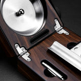 Porte-cendrier à cigares avec coupe-cigare et perceuse, en bois massif, 3 pièces Cigarloong