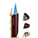 Allume-Cigare à 3 Flammes Bleues, Torche en Métal Coupe-Vent de Poche, avec Poinçon Cigarloong