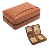 Boîte à Cigares Humidificateur Portable, Étui en Cuir de Voyage, Bois de Cèdre Cigarloong
