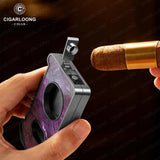Coupe-Cigare Semi-Automatique à Coupe Plate et en V, Lame Lisse, Support à Cigares Cigarloong