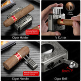 Ciseaux à Cigares Multifonctionnels 4 en 1, Forme en V, Fourchette en Diamant Cachée Cigarloong