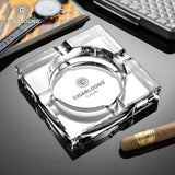 Cendrier à Cigares en Verre Cristal, Quatre Fentes, Grand Calibre, Base Antidérapante Cigarloong