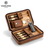 Humidor Portable en Bois de Cèdre avec Briquet Coupe-Vent Cigarloong