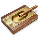 Cendrier Cigare en Bois Massif, Grand Diamètre, Finition Bronze Cigarloong
