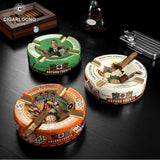 Cendrier Cigares Rond Céramique 4 Fentes - Cigarium™