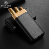 Étui à Cigares en Cuir Doublé de Bois de Cèdre, Coupe-Cigare en Acier Inoxydable, pour 2-3 Cigares Cigarloong