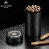 Tube à Cigares Doublé de Bois de Cèdre et Cuir avec Hygromètre, Étui Hydratant Scellé Cigarloong
