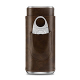 3-Pack Étui à Cigares en Cuir Portable, Support Boîte de Rangement avec Coupe-Cigare Pointu en Acier Inoxydable - Cigarium™