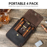 Étui à Cigares Portable, Humidor Rétro Marron en Cuir de Qualité Supérieure, pour 4 Cigares Cigarloong