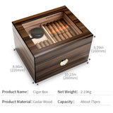 Humidor Cèdre Espagnol, Boîte avec Hygromètre, Étagères de Rangement, Grande Capacité Cigarloong